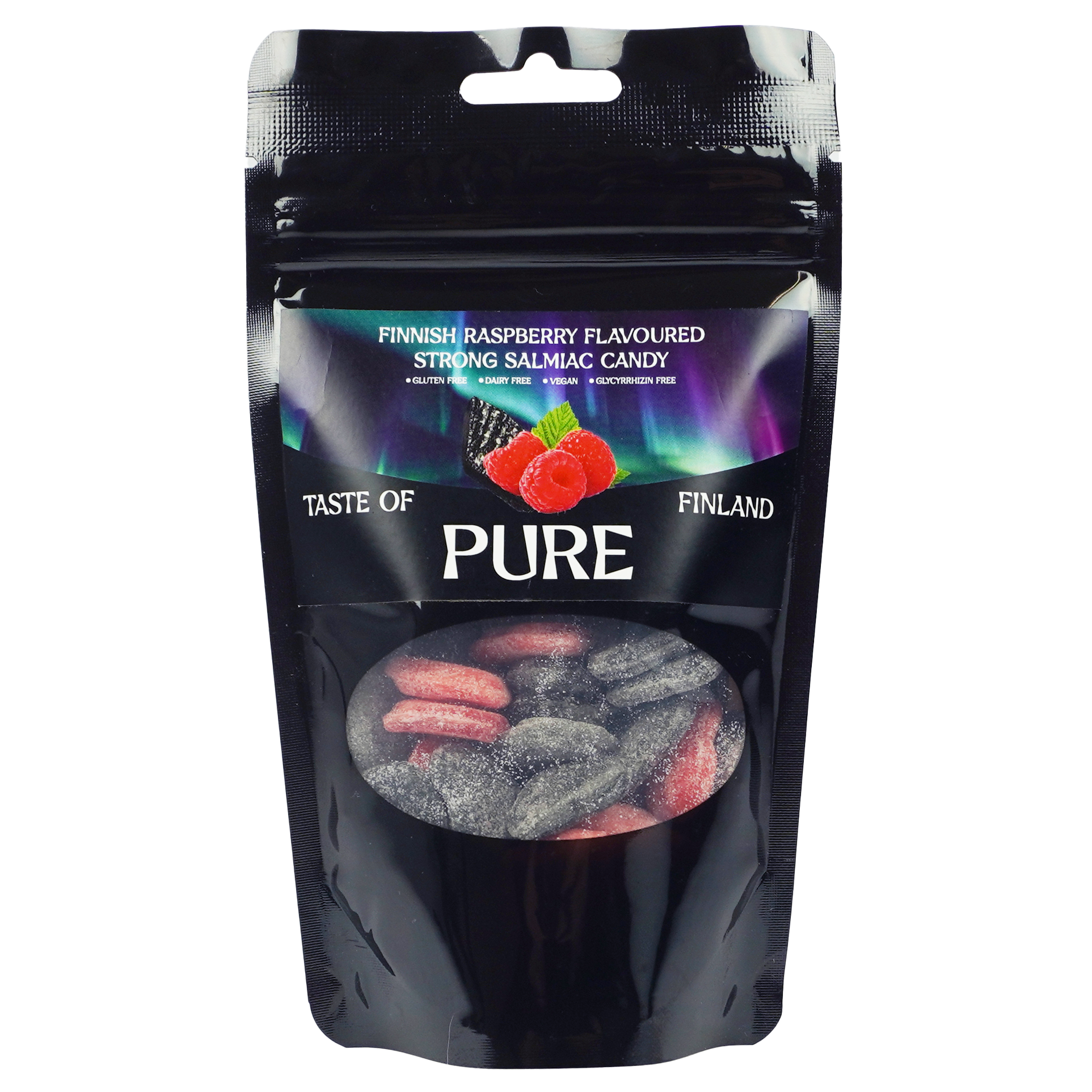 Pure Raspberry Flavoured Strong Salmiac Candy 100g