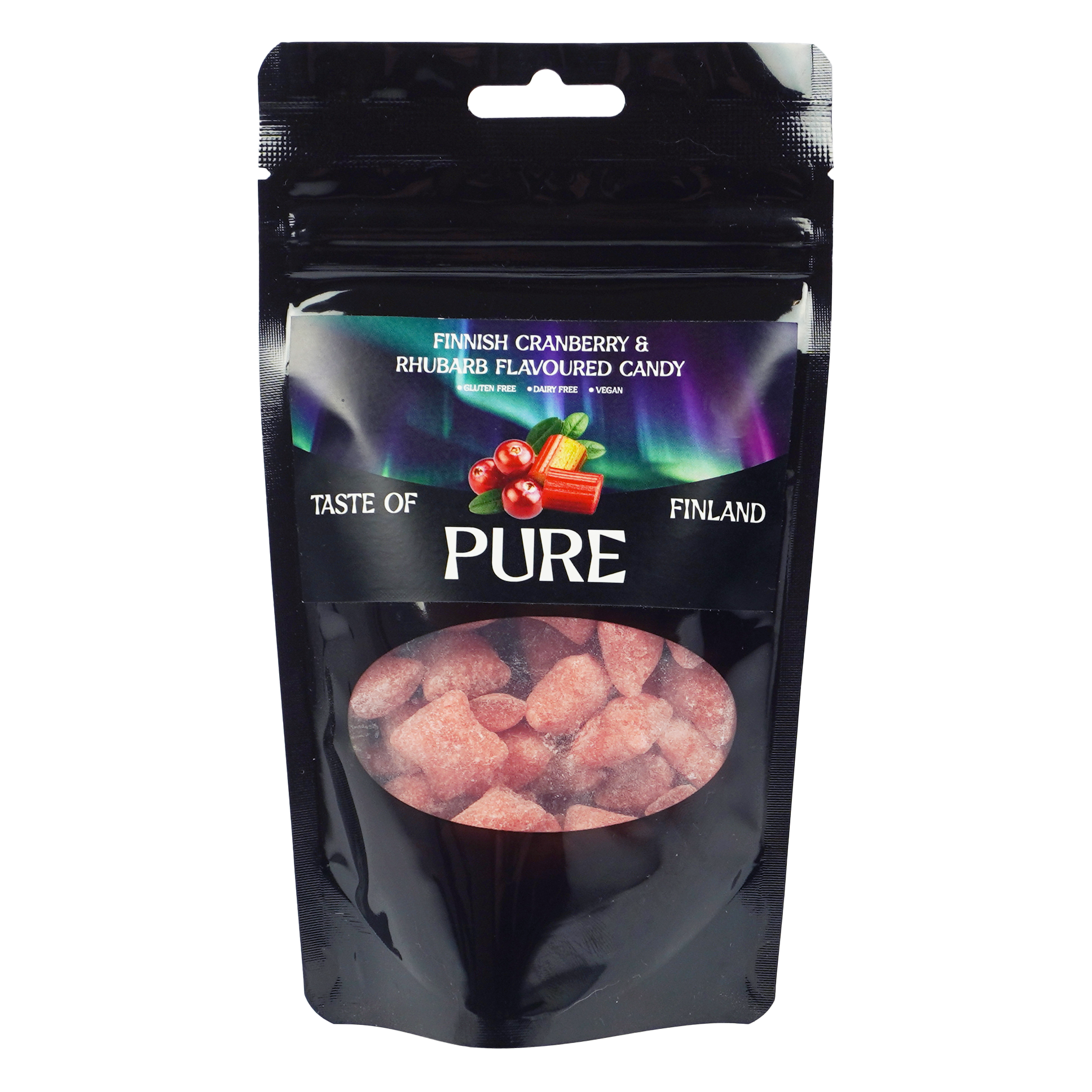 Pure Cranberry & Rhubarb Flavoured Candy 100g